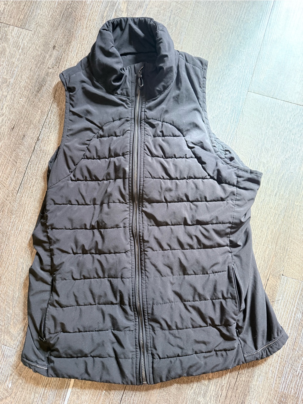 Tangerine Black Quilted Puffer Vest with High Collar